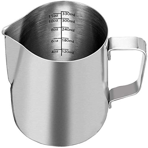 XIAMIAO Milk Frothing Pitcher, 600 ML Milk Jug with Scale Steaming ...